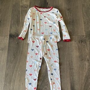 Kyte BABY Heart Print Pajama Set with Red Trim